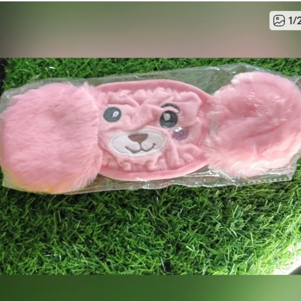 Kids Pink Animal Cartoon Fuzzy Barbiecore Face Mask